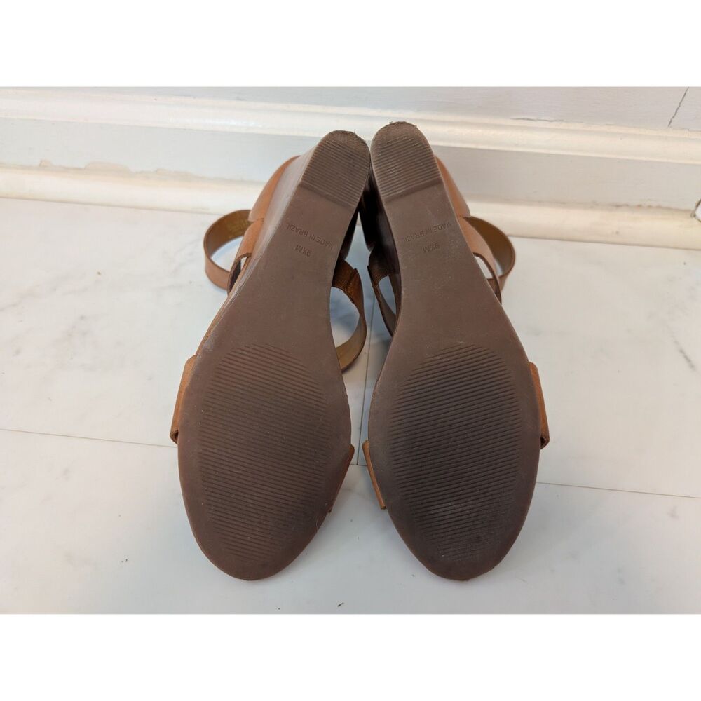 Steve Madden Cognac Strappy Leather Wedge Sandals - Size 9.5 - Picture 5 of 6